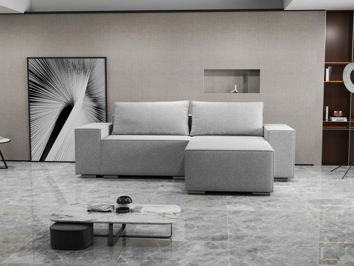 Colțar extensibil dumonde cu ladă de depozitare si sezut confortabil din spuma HR, Dream Euphoria Gri 290x185 cm II Fabrica