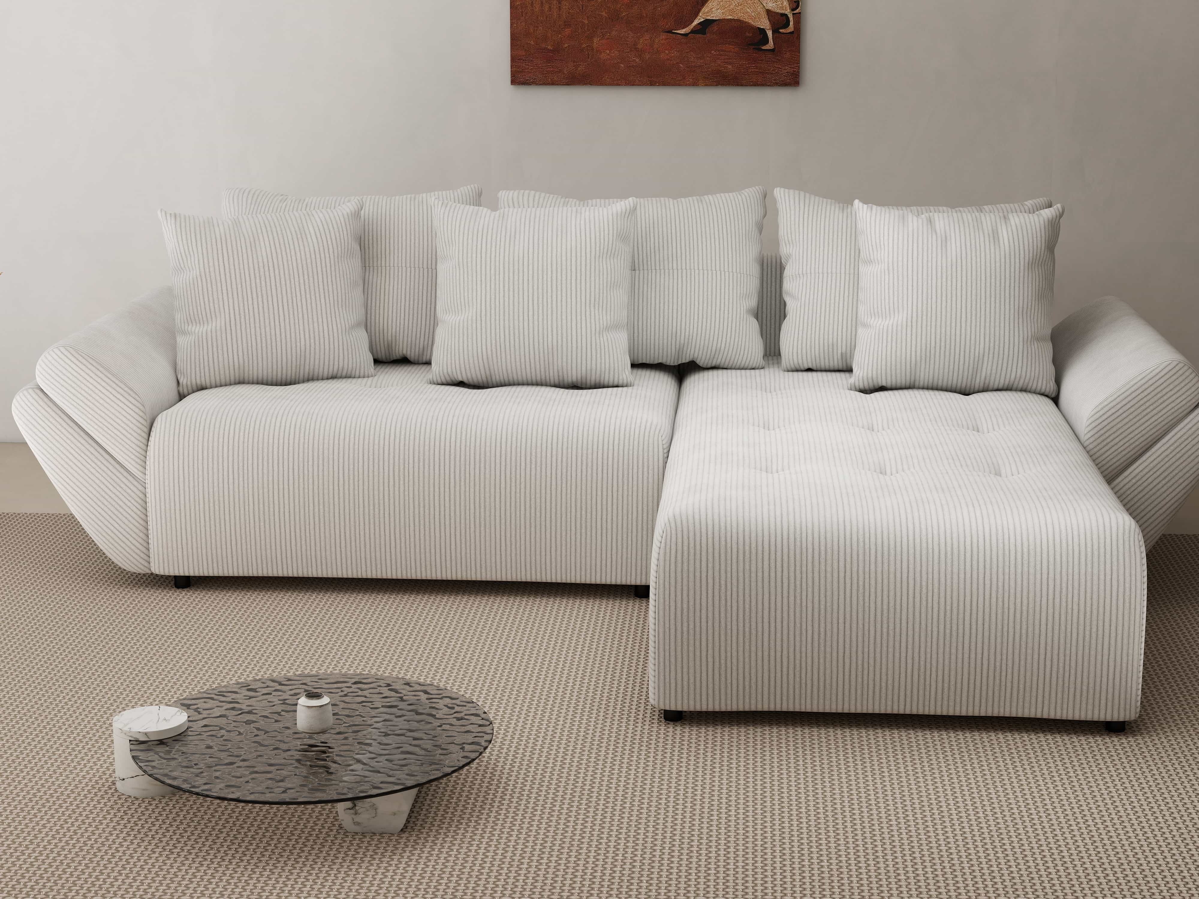 Colțar extensibil dumonde cu ladă de depozitare si sezut confortabil din spuma HR, Berlin Zoom Pearl 280x185 cm II Fabrica