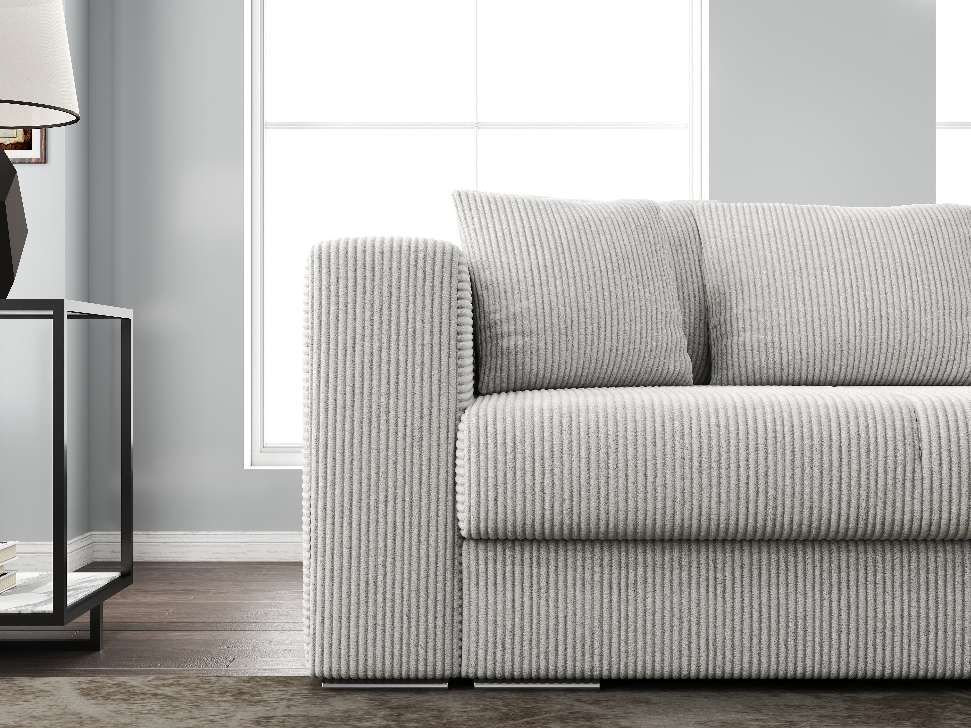 Canapea extensibilă dumonde cu ladă de depozitare si sezut confortabil din spuma HR, Gloria Zoom Grey 240x100 cm Fabrica