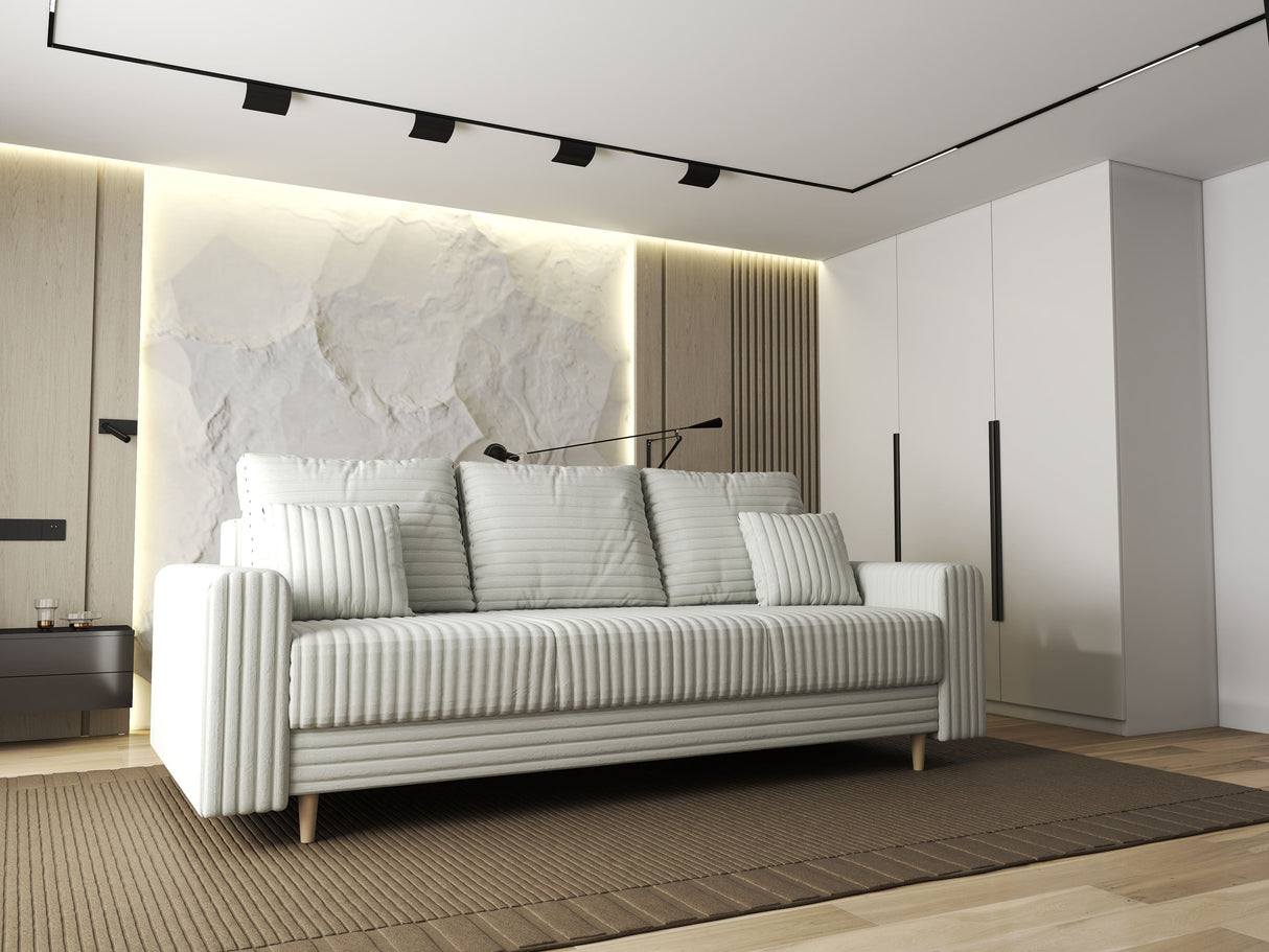 Canapea extensibilă dumonde cu ladă de depozitare si sezut confortabil din spuma HR, Kronos Ambience Alb 210x100 cm fabrica