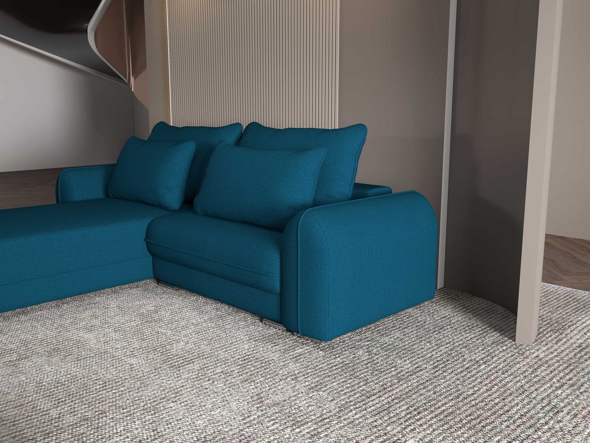 Colțar extensibil dumonde cu ladă de depozitare si sezut confortabil din spuma HR, Denver Enjoy Verde Petrol 275x185 cm Fabrica