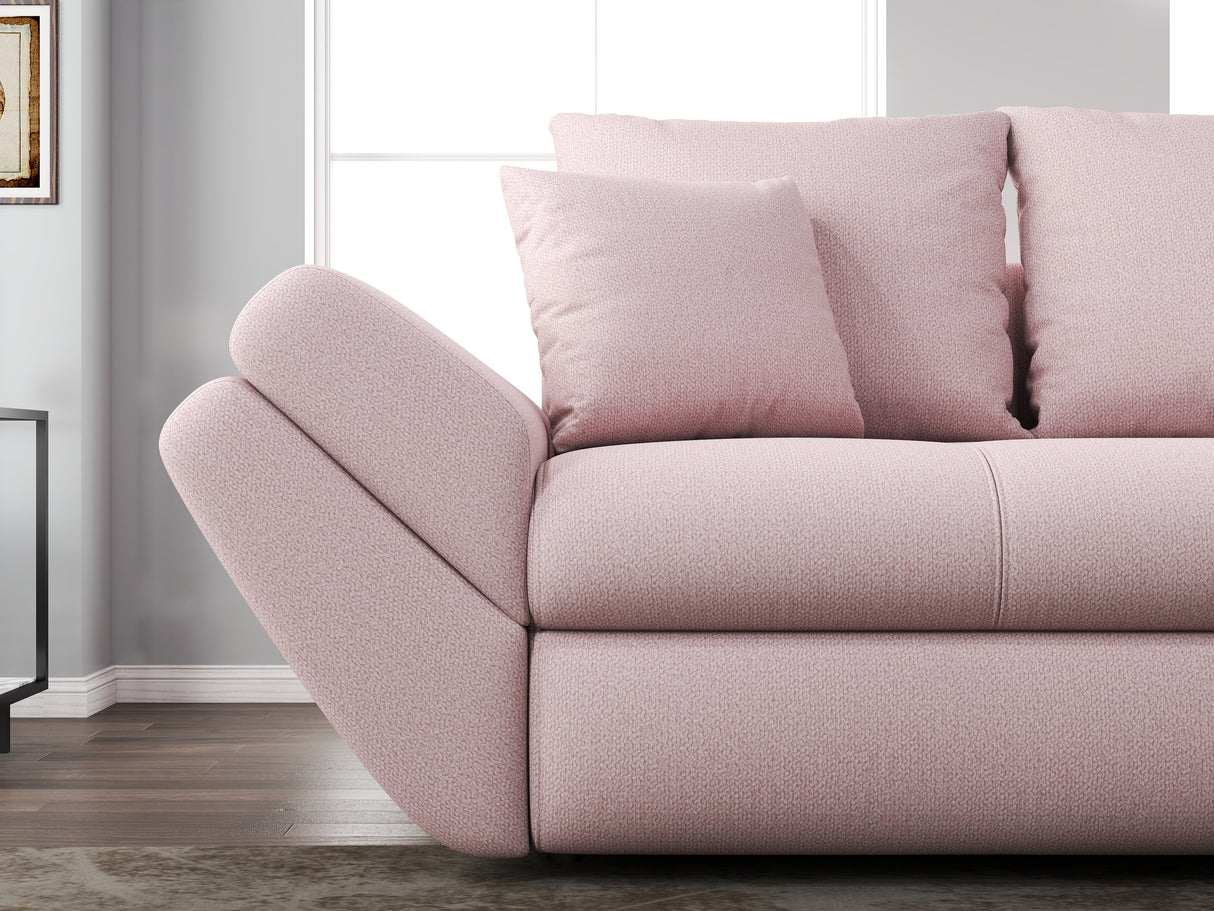 Canapea extensibilă dumonde cu ladă de depozitare si sezut confortabil din spuma HR, Loana Pink 250x100 cm Fabrica