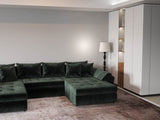 Colțar extensibil dumonde cu ladă de depozitare si sezut confortabil din spuma HR, Loana U Verde Euphoria 355x185 cm Fabrica