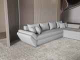 Colțar extensibil dumonde cu ladă de depozitare si sezut confortabil din spuma HR, Loana XL Enjoy Gri II 335x185 cm Fabrica