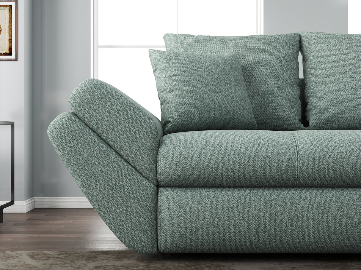 Canapea extensibilă dumonde cu ladă de depozitare si sezut confortabil din spuma HR, Loana Mint 250x100 cm Fabrica