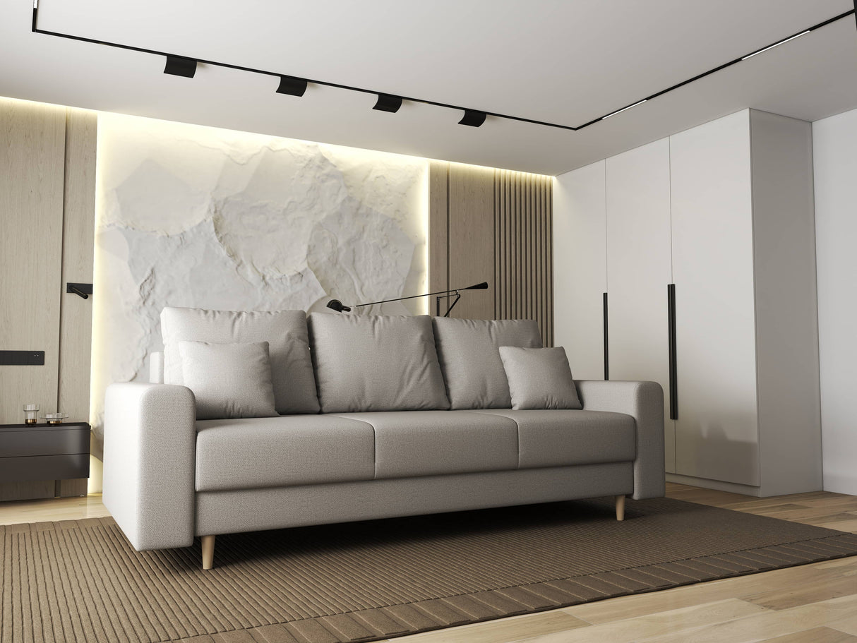 Canapea extensibilă dumonde cu ladă de depozitare si sezut confortabil din spuma HR, Kronos Enjoy Bej 210x100 cm fabrica