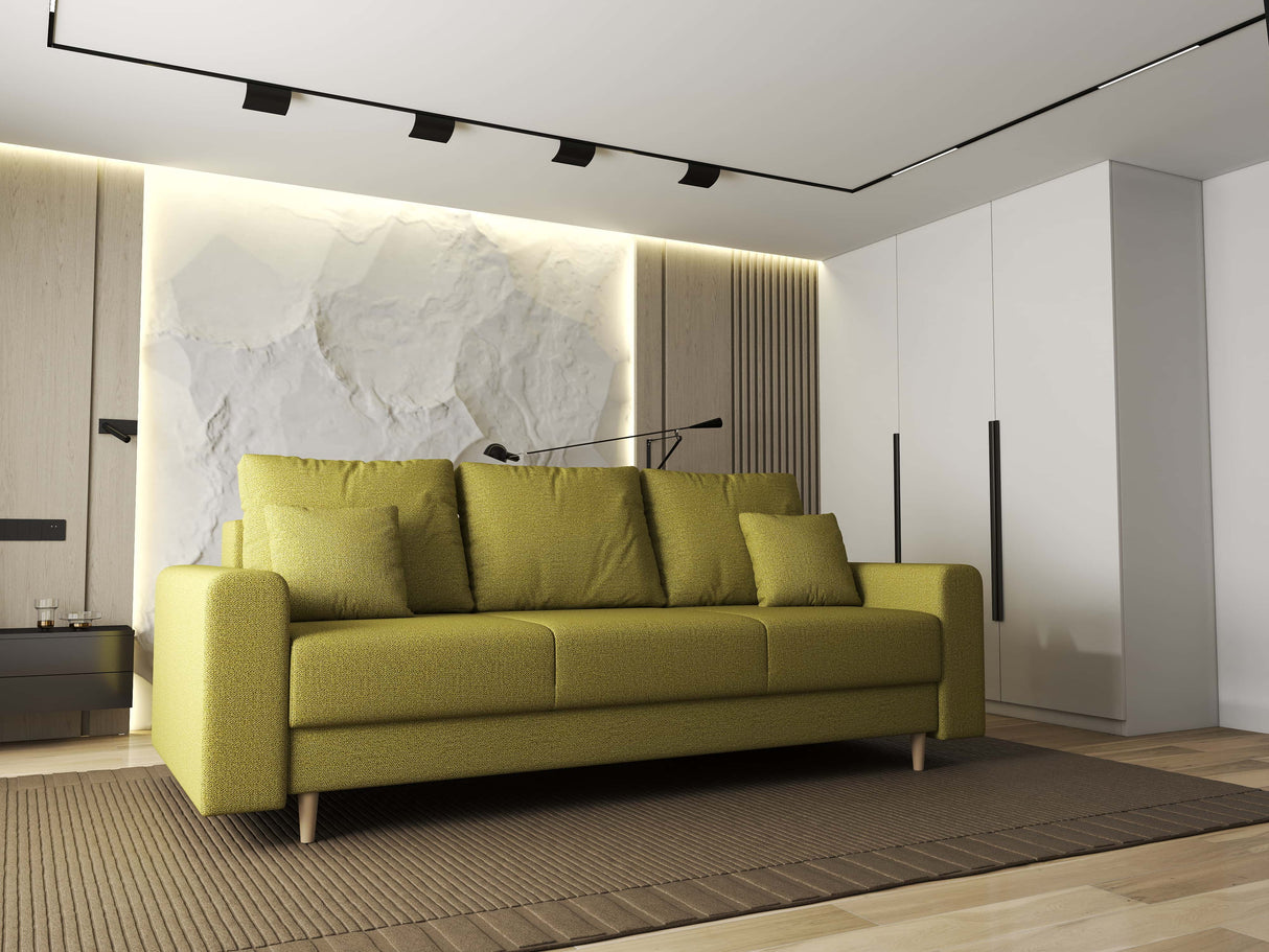 Canapea extensibilă dumonde cu ladă de depozitare si sezut confortabil din spuma HR, Kronos Enjoy Verde 210x100 cm fabrica