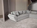 Colțar extensibil dumonde cu ladă de depozitare si sezut confortabil din spuma HR, Loana XL Royal Gri II 335x185 cm Fabrica