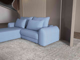 Colțar extensibil dumonde cu ladă de depozitare si sezut confortabil din spuma HR, Denver Enjoy Albastru 275x185 cm Fabrica