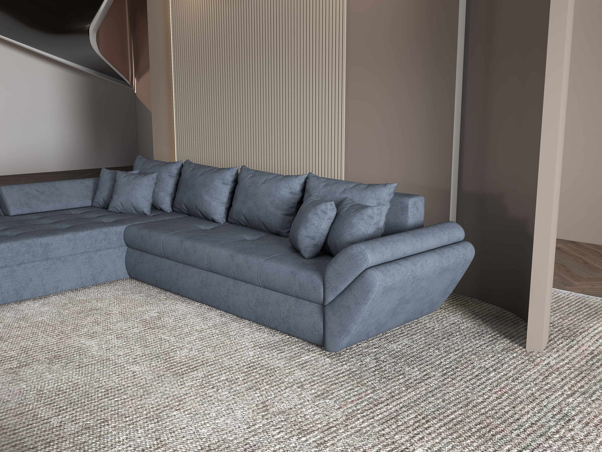 Colțar extensibil dumonde cu ladă de depozitare si sezut confortabil din spuma HR, Loana XL Enjoy Gri Antracit 335x185 cm Fabrica