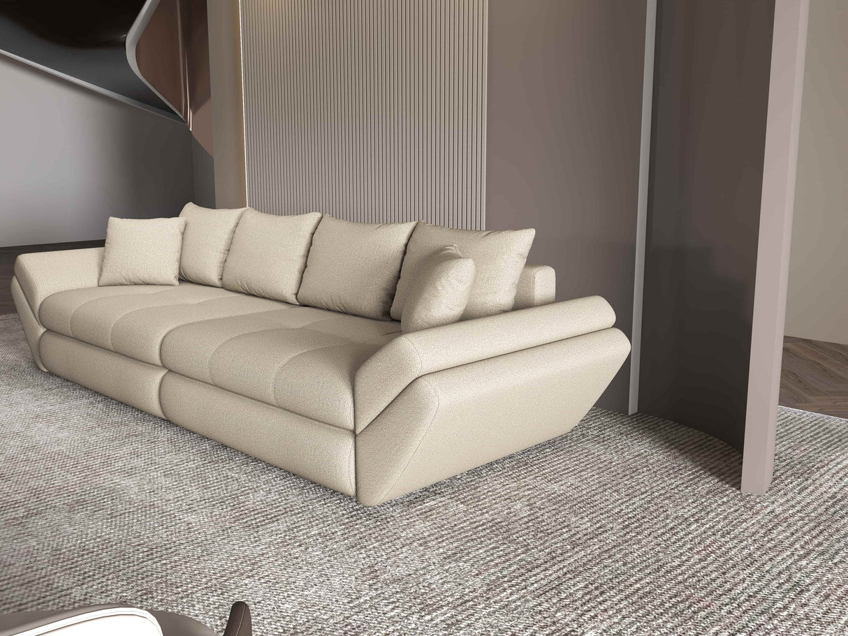 Canapea extensibilă dumonde cu ladă de depozitare si sezut confortabil din spuma HR, Loana Enjoy Bej 2 300x100 cm Fabrica