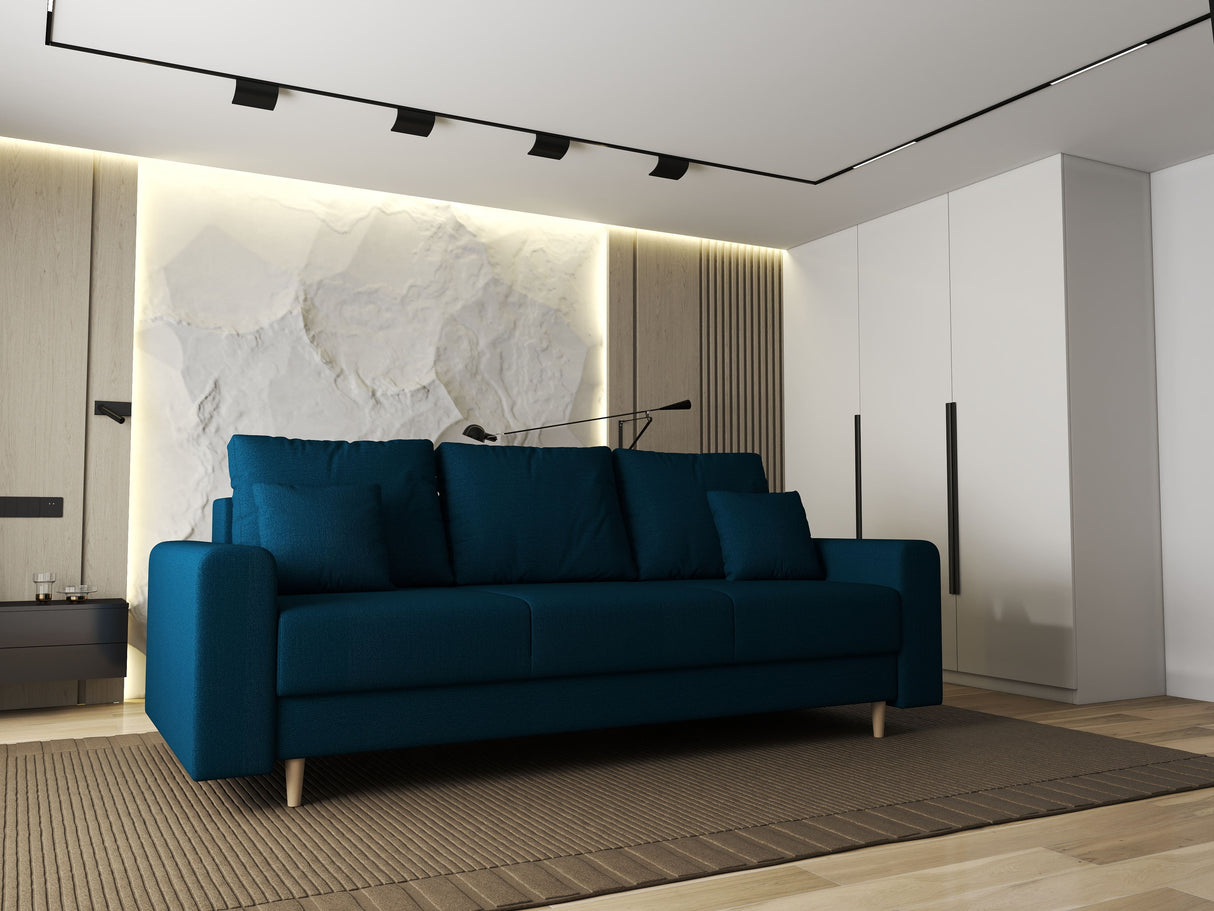 Canapea extensibilă dumonde cu ladă de depozitare si sezut confortabil din spuma HR, Kronos Enjoy Verde Petrol 210x100 cm fabrica