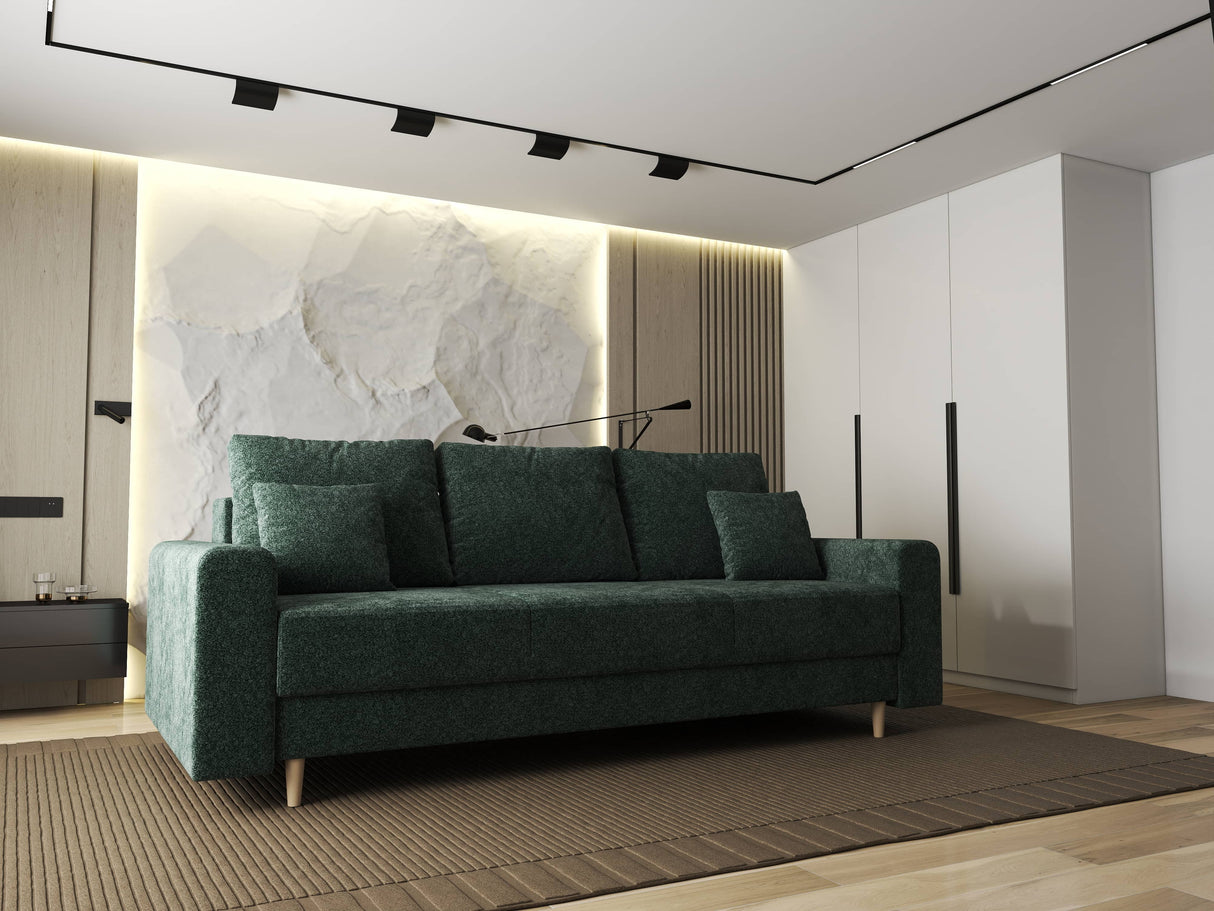 Canapea extensibilă dumonde cu ladă de depozitare si sezut confortabil din spuma HR, Kronos Euphoria Verde 210x100 cm fabrica