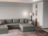 Colțar extensibil dumonde cu ladă de depozitare si sezut confortabil din spuma HR, Loana Royal Gri U 355x185 cm Fabrica