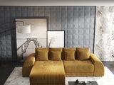 Colțar extensibil dumonde cu ladă de depozitare si sezut confortabil din spuma HR, Verona Zoom Mustar 290x185 cm Fabrica