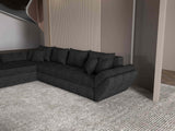 Colțar extensibil dumonde cu ladă de depozitare si sezut confortabil din spuma HR, Loana XL Enjoy Negru 335x185 cm Fabrica
