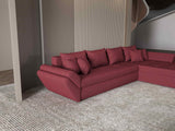 Colțar extensibil dumonde cu ladă de depozitare si sezut confortabil din spuma HR, Loana XL Enjoy Rosu II 335x185 cm Fabrica