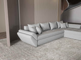 Colțar extensibil dumonde cu ladă de depozitare si sezut confortabil din spuma HR, Loana XL Enjoy Gri II 335x185 cm Fabrica