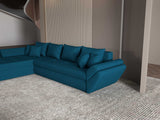 Colțar extensibil dumonde cu ladă de depozitare si sezut confortabil din spuma HR, Loana XL Enjoy Verde Petrol 335x185 cm Fabrica