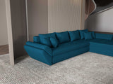 Colțar extensibil dumonde cu ladă de depozitare si sezut confortabil din spuma HR, Loana XL Enjoy Verde Petrol II 335x185 cm Fabrica
