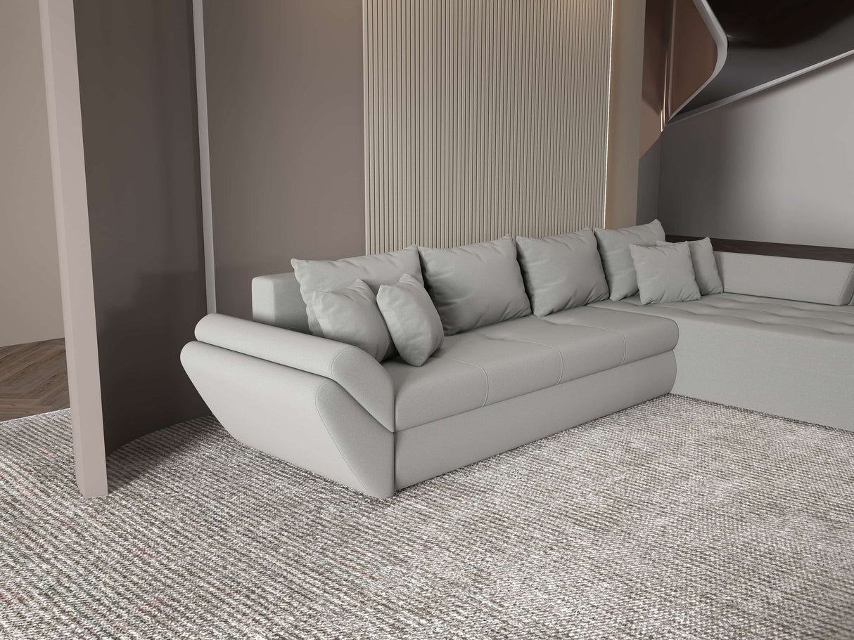 Colțar extensibil dumonde cu ladă de depozitare si sezut confortabil din spuma HR, Loana XL Royal Gri II 335x185 cm Fabrica