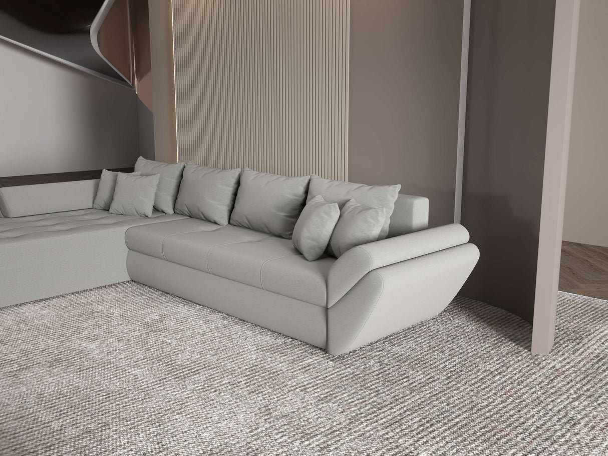 Colțar extensibil dumonde cu ladă de depozitare si sezut confortabil din spuma HR, Loana XL Royal Gri 335x185 cm Fabrica