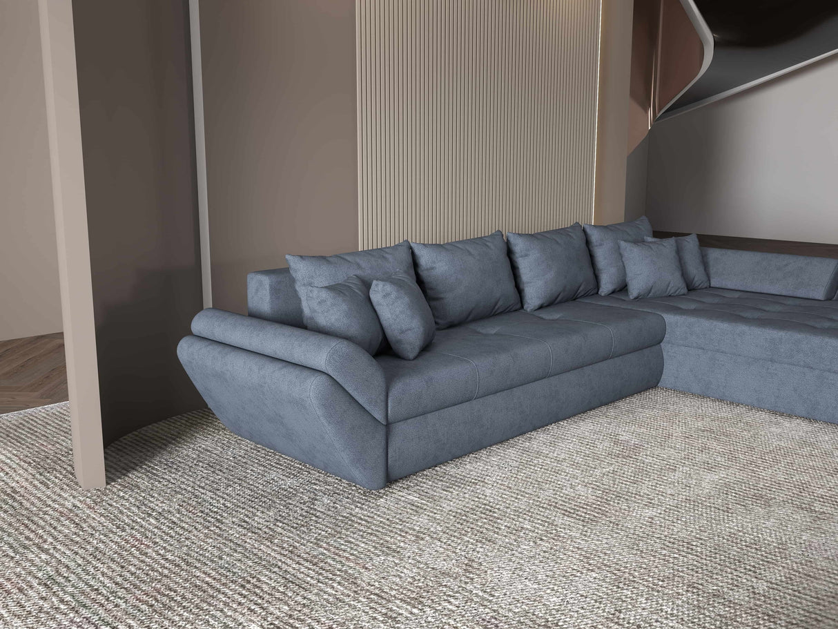Colțar extensibil dumonde cu ladă de depozitare si sezut confortabil din spuma HR, Loana XL Enjoy Gri Antracit II 335x185 cm Fabrica