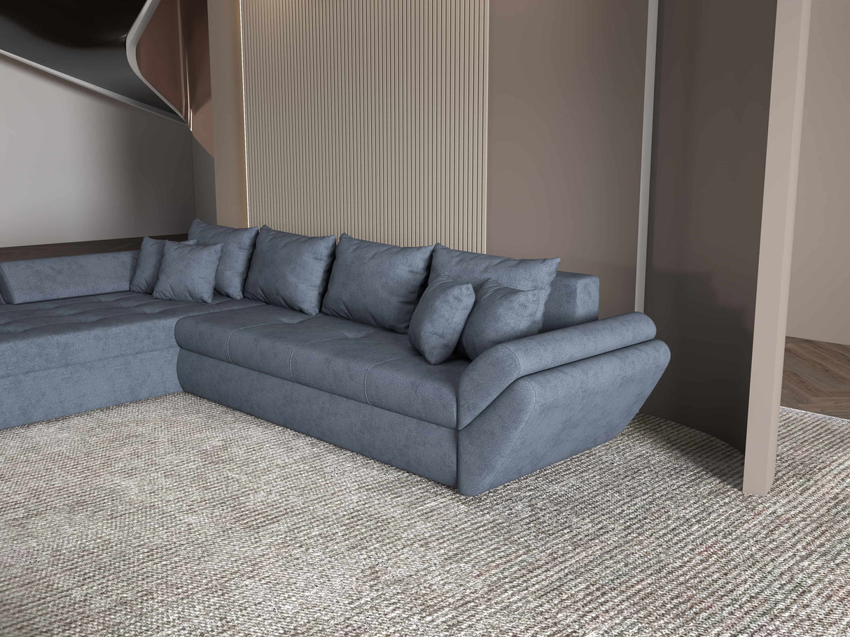 Colțar extensibil dumonde cu ladă de depozitare si sezut confortabil din spuma HR, Loana XL Enjoy Gri Antracit 335x185 cm Fabrica