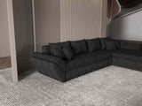 Colțar extensibil dumonde cu ladă de depozitare si sezut confortabil din spuma HR, Loana XL Enjoy Negru II 335x185 cm Fabrica