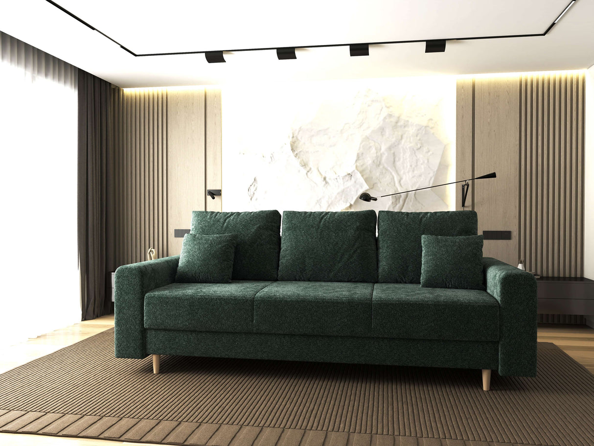 Canapea extensibilă dumonde cu ladă de depozitare si sezut confortabil din spuma HR, Kronos Euphoria Verde 210x100 cm fabrica