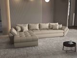 Colțar extensibil dumonde cu ladă de depozitare si sezut confortabil din spuma HR, Loana XL Enjoy Bej 335x185 cm Fabrica