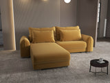 Colțar extensibil dumonde cu ladă de depozitare si sezut confortabil din spuma HR, Denver Royal Mustar 275x185 cm Fabrica