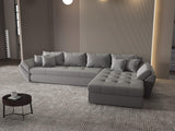 Colțar extensibil dumonde cu ladă de depozitare si sezut confortabil din spuma HR, Loana XL Royal Gri II 335x185 cm Fabrica