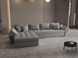Colțar extensibil dumonde cu ladă de depozitare si sezut confortabil din spuma HR, Loana XL Royal Gri 335x185 cm Fabrica
