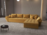 Colțar extensibil dumonde cu ladă de depozitare si sezut confortabil din spuma HR, Loana XL Royal Mustar II 335x185 cm Fabrica