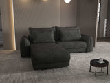 Colțar extensibil dumonde cu ladă de depozitare si sezut confortabil din spuma HR, Denver Enjoy Negru 275x185 cm Fabrica