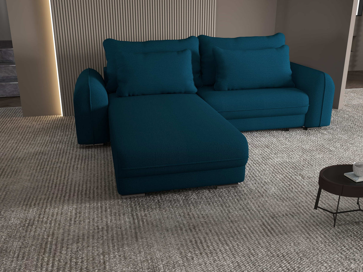 Colțar extensibil dumonde cu ladă de depozitare si sezut confortabil din spuma HR, Denver Enjoy Verde Petrol 275x185 cm Fabrica