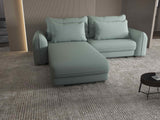 Colțar extensibil dumonde cu ladă de depozitare si sezut confortabil din spuma HR, Denver Enjoy Verde Mint 275x185 cm Fabrica