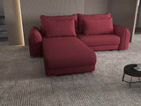 Colțar extensibil dumonde cu ladă de depozitare si sezut confortabil din spuma HR, Denver Enjoy Rosu 275x185 cm Fabrica