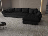 Colțar extensibil dumonde cu ladă de depozitare si sezut confortabil din spuma HR, Loana XL Enjoy Negru II 335x185 cm Fabrica