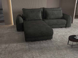 Colțar extensibil dumonde cu ladă de depozitare si sezut confortabil din spuma HR, Denver Enjoy Negru 275x185 cm Fabrica