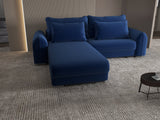 Colțar extensibil dumonde cu ladă de depozitare si sezut confortabil din spuma HR, Denver Royal Albastru 275x185 cm Fabrica