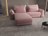 Colțar extensibil dumonde cu ladă de depozitare si sezut confortabil din spuma HR, Denver Royal Roz 275x185 cm Fabrica
