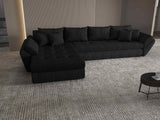 Colțar extensibil dumonde cu ladă de depozitare si sezut confortabil din spuma HR, Loana XL Enjoy Negru 335x185 cm Fabrica