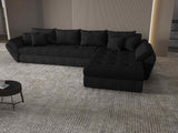 Colțar extensibil dumonde cu ladă de depozitare si sezut confortabil din spuma HR, Loana XL Enjoy Negru II 335x185 cm Fabrica
