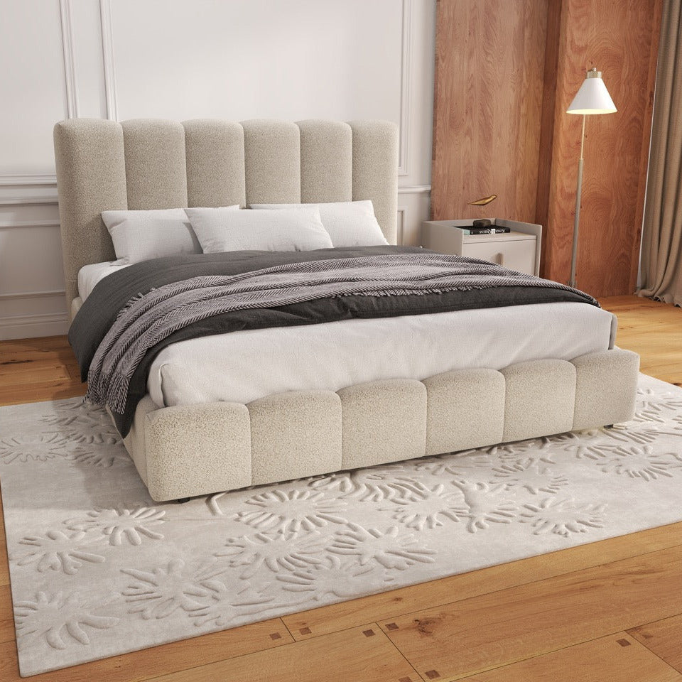 Pat dormitor dumonde, tapitat gri, Milano 160x200 cm, somiera rabatabila inclusa, spatiu depozitare