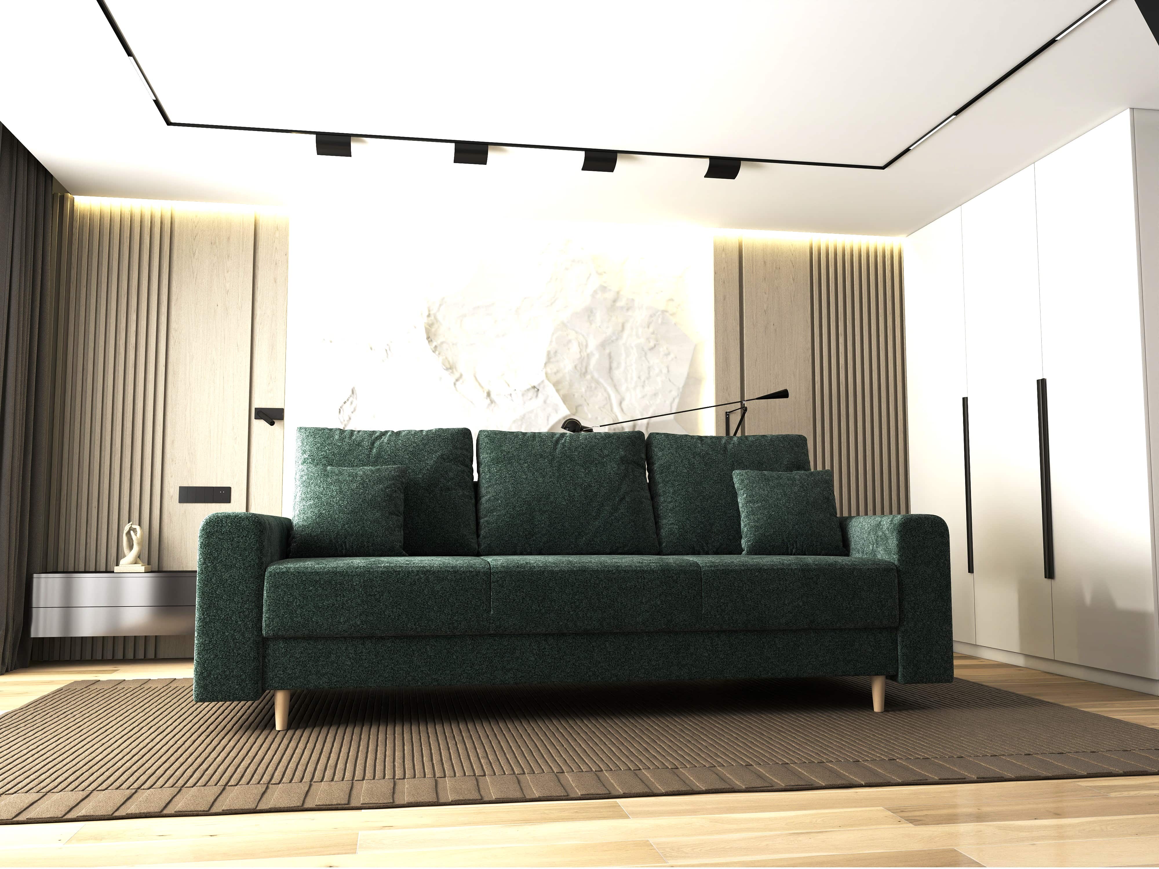 Canapea extensibilă dumonde cu ladă de depozitare si sezut confortabil din spuma HR, Kronos Euphoria Verde 210x100 cm fabrica