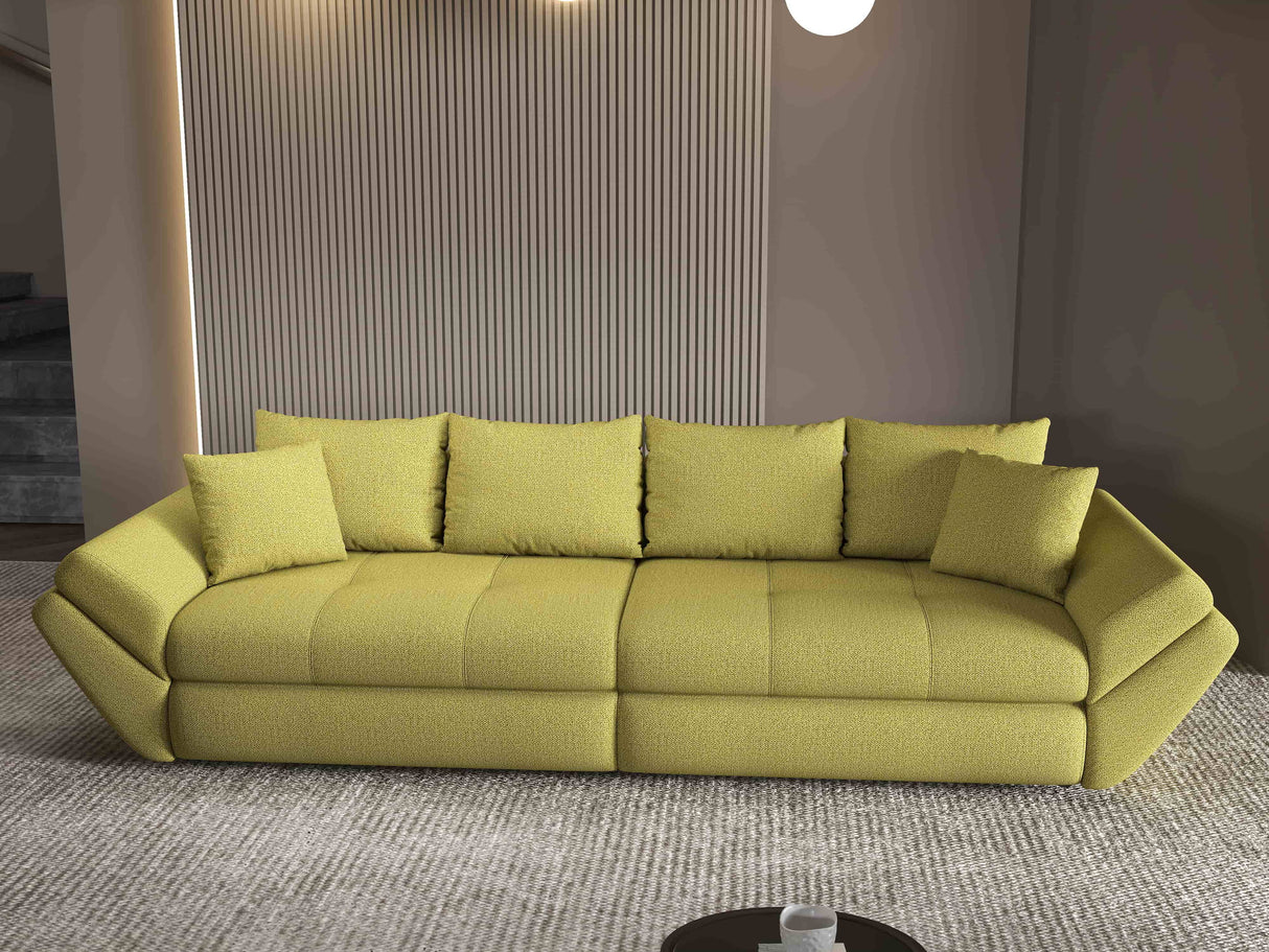 Canapea extensibilă dumonde cu ladă de depozitare si sezut confortabil din spuma HR, Loana Enjoy Verde 300x100 cm Fabrica