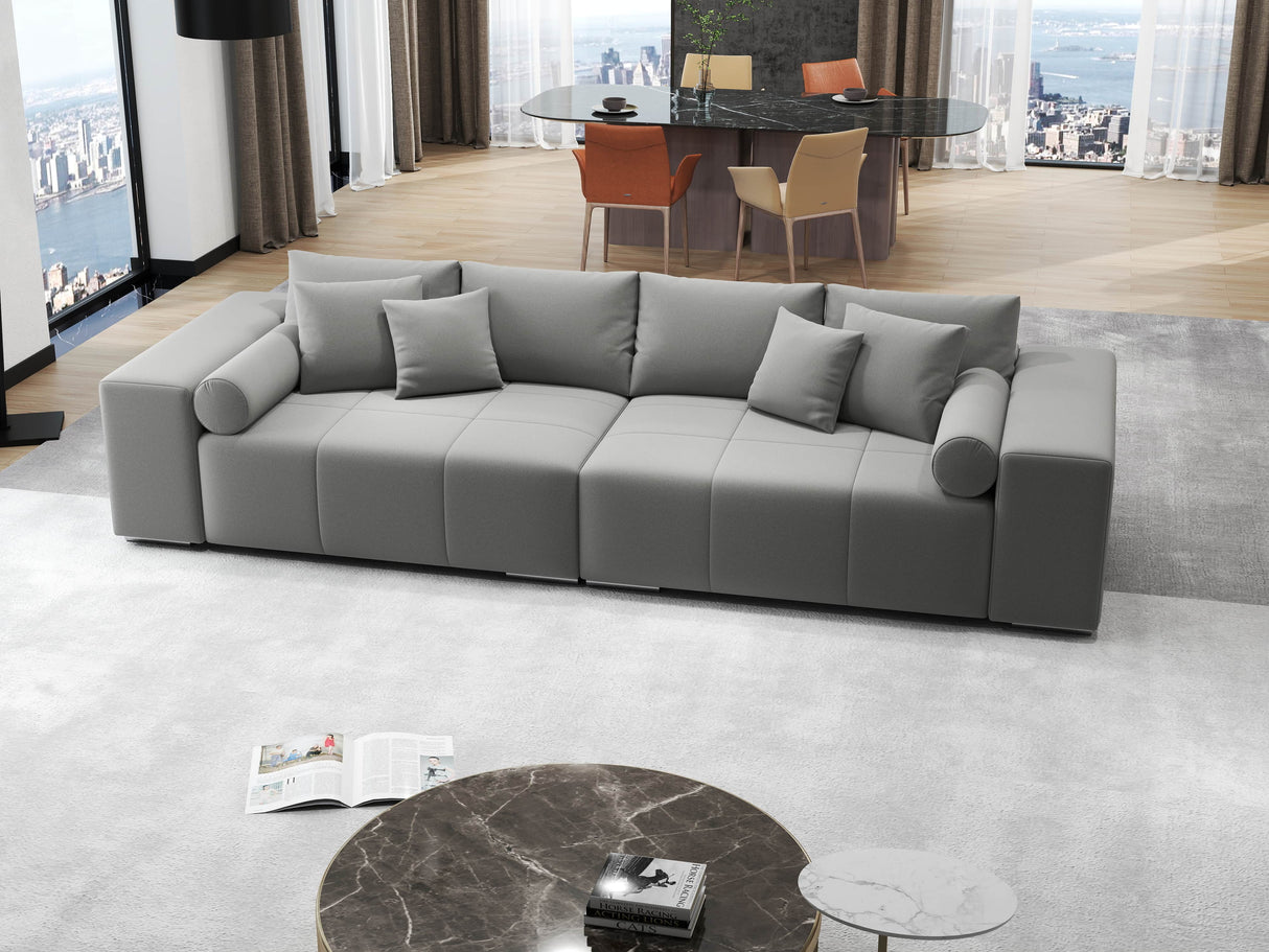 Canapea extensibilă dumonde cu ladă de depozitare si sezut confortabil din spuma HR, Marbela Royal Gri XXL 295x100 cm fabrica