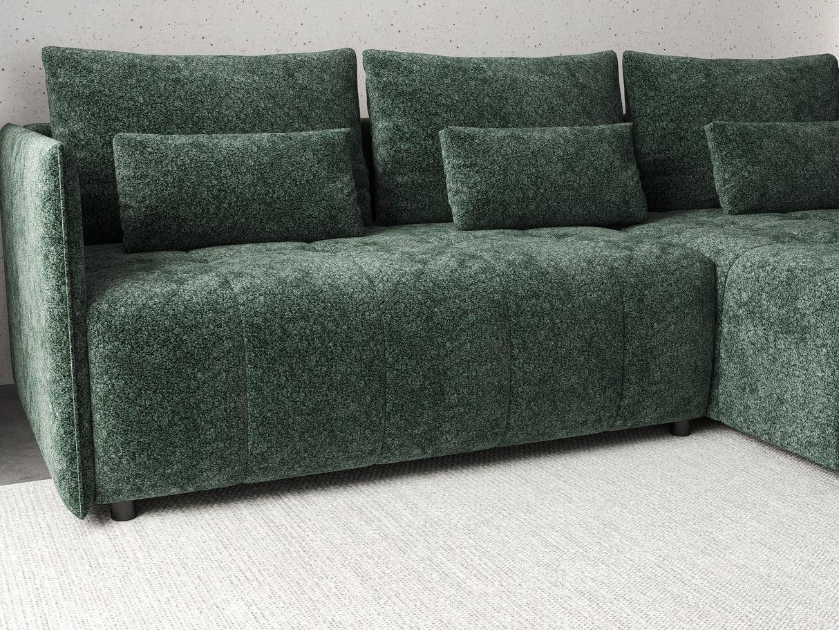 Colțar extensibil dumonde cu ladă de depozitare si sezut confortabil din spuma HR, Malta Euphoria Green 235x185 cm